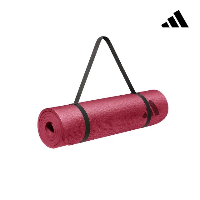 【adidas 愛迪達】環保壓紋瑜珈墊-10mm(附背帶 多色可選 厚瑜珈墊 健身墊 運動墊)