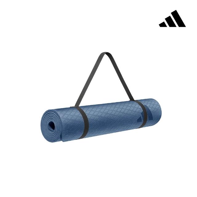 【adidas 愛迪達】環保壓紋瑜珈墊-10mm(附背帶 多色可選 厚瑜珈墊 健身墊 運動墊)