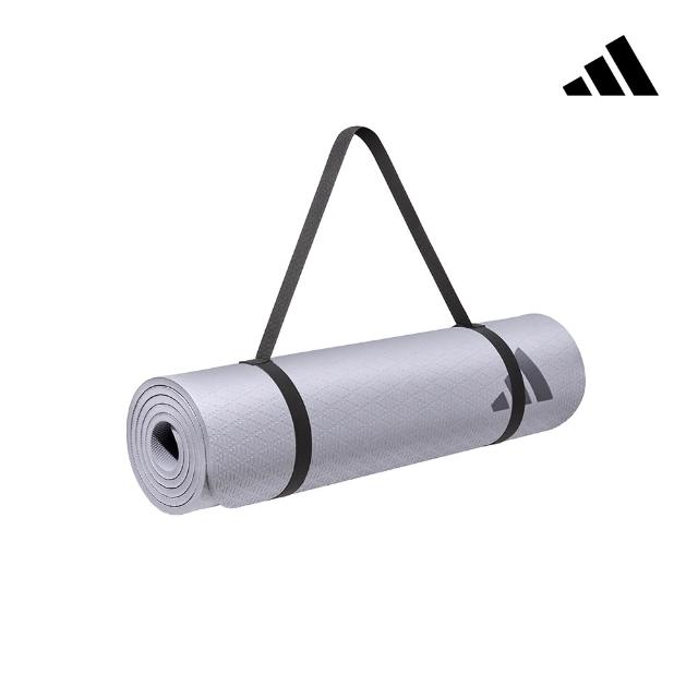 【adidas 愛迪達】環保壓紋瑜珈墊-10mm(附背帶 多色可選 厚瑜珈墊 健身墊 運動墊)