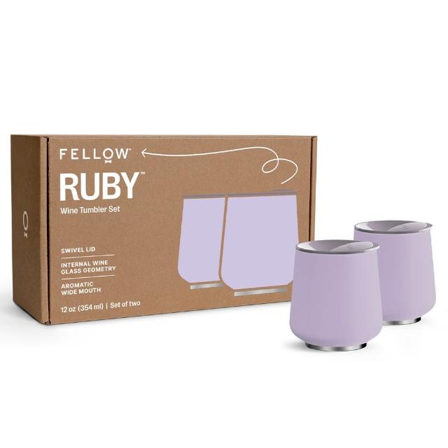 【FELLOW】RUBY 路比 雙入禮盒組 雙層真空陶瓷隨行杯 12oz/355ml(陶瓷塗層/磁吸式防塵杯蓋/寬口)