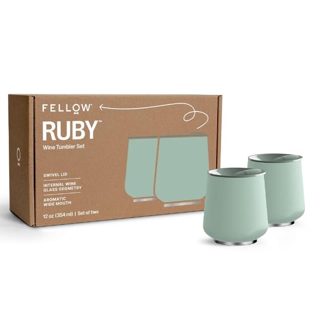 【FELLOW】RUBY 路比 雙入禮盒組 雙層真空陶瓷隨行杯 12oz/355ml(陶瓷塗層/磁吸式防塵杯蓋/寬口)
