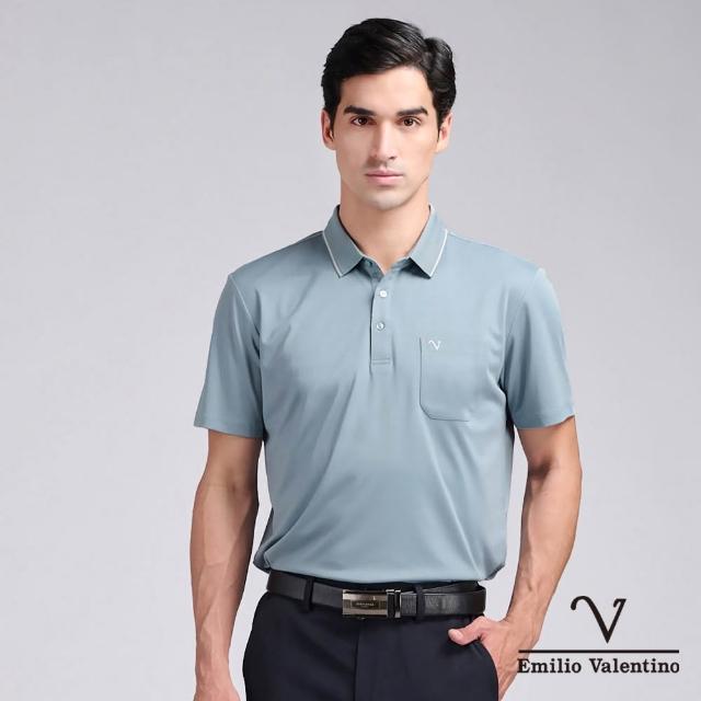 【Emilio Valentino 范倫鐵諾】男款polo衫 短袖口袋POLO衫/素色/涼感/男士/上衣/舒適/透氣/吸濕排汗(任選)