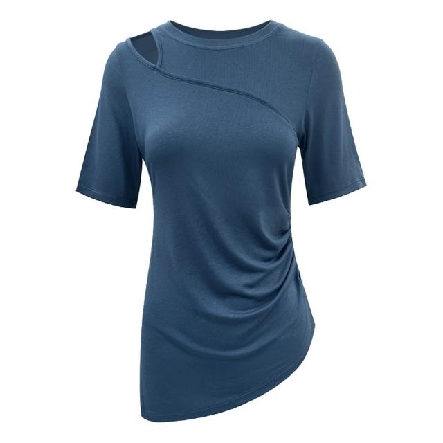 【巴黎精品】極速出貨 瑜珈服短袖運動服運動上衣跑步背心修身顯瘦瑜伽服(吸濕排汗女上衣3色v1ax12 2D)