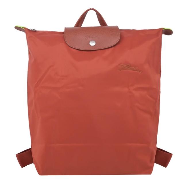 【LONGCHAMP】LE PLIAGE GREEN系列刺繡再生尼龍摺疊後背包(中/多色選)
