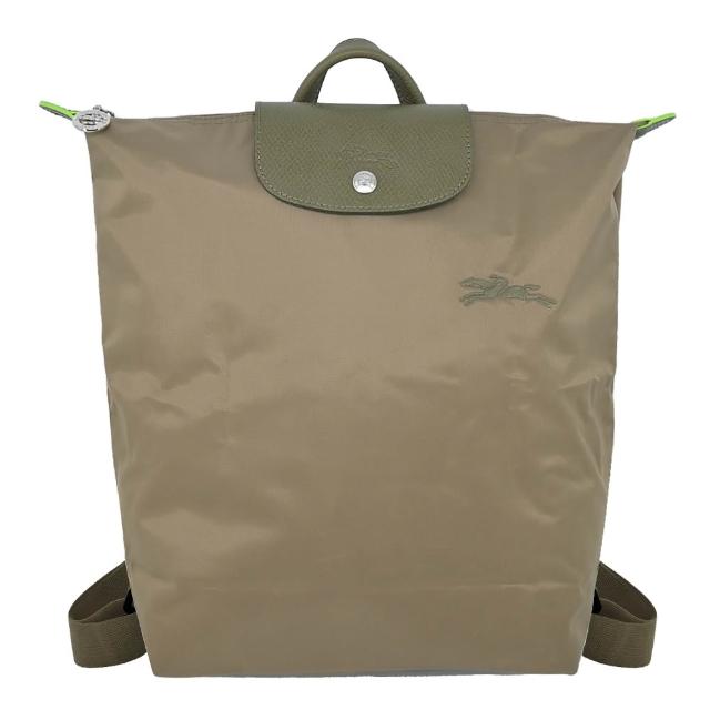 【LONGCHAMP】LE PLIAGE GREEN系列刺繡再生尼龍摺疊後背包(中/多色選)