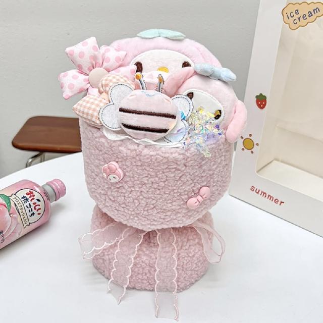 【天使愛美麗】卡通玩偶花束 創意可愛毛絨娃娃花束(畢業花束 公仔花束七夕生日 情人節 母親節禮物)