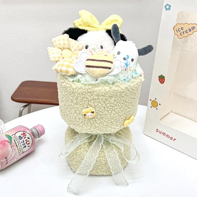 【天使愛美麗】卡通玩偶花束 創意可愛毛絨娃娃花束(畢業花束 公仔花束七夕生日 情人節 母親節禮物)