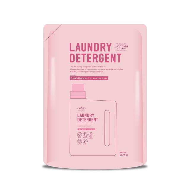 【LAVONS】除菌去漬洗衣精1正2補-蔚藍海岸 法式馬卡龍 氣泡香檳 無香(1800ml 1500mlx2)