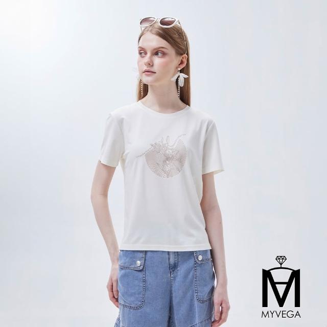 【MYVEGA 麥雪爾】MA涼感冰瓷棉彈性印花造型上衣-多款任選(日系/女上衣/涼感/短袖/冰瓷棉)
