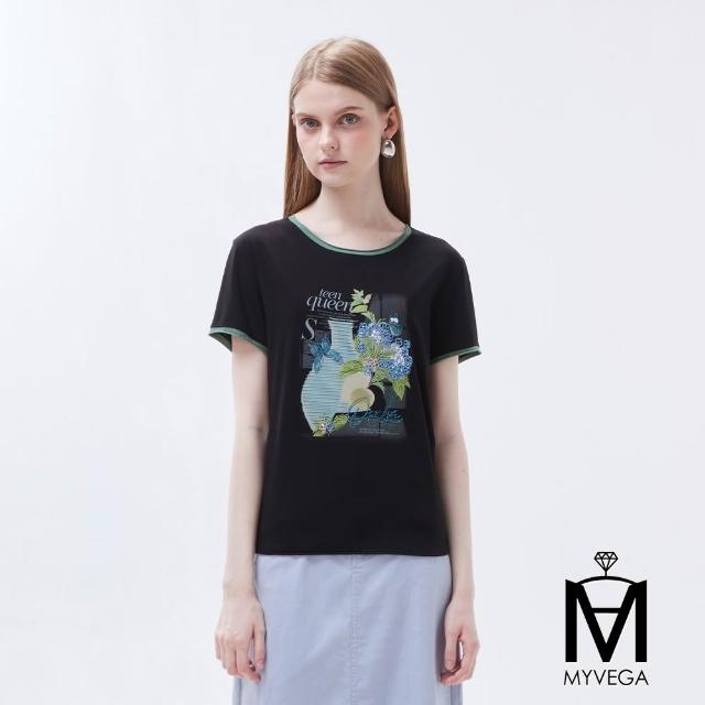 【MYVEGA 麥雪爾】MA涼感冰瓷棉彈性印花造型上衣-多款任選(日系/女上衣/涼感/短袖/冰瓷棉)