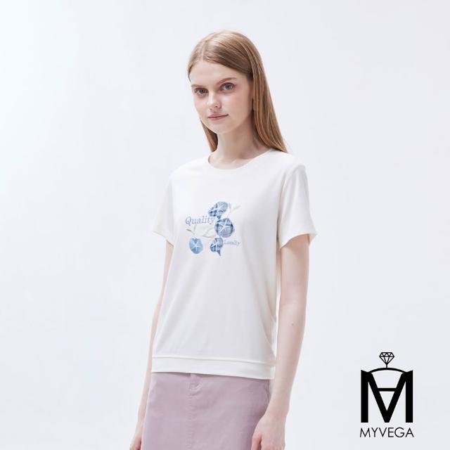 【MYVEGA 麥雪爾】MA涼感冰瓷棉彈性印花造型上衣-多款任選(日系/女上衣/涼感/短袖/冰瓷棉)