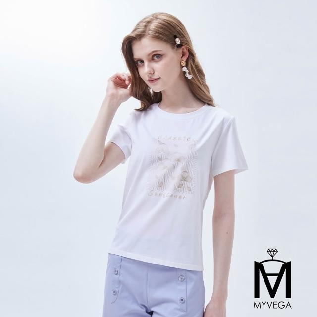 【MYVEGA 麥雪爾】MA涼感冰瓷棉彈性印花造型上衣-多款任選(日系/女上衣/涼感/短袖/冰瓷棉)