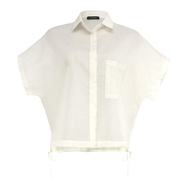 【ICHE 衣哲】Cop.Copine 法式簡約．百搭抽繩短袖短版造型襯衫上衣