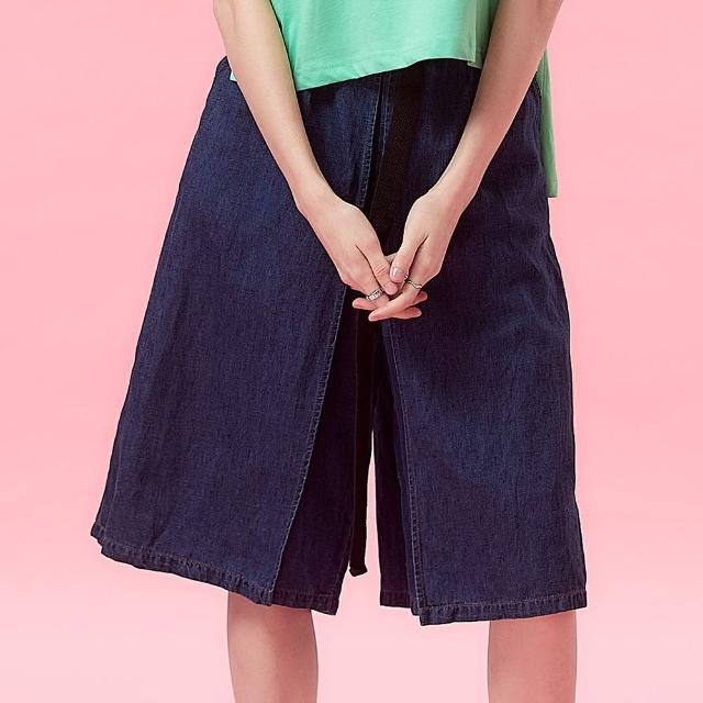 【ICHE 衣哲】Cop.Copine法式簡約丹寧雙打摺挺版褲裙設計造型寬褲