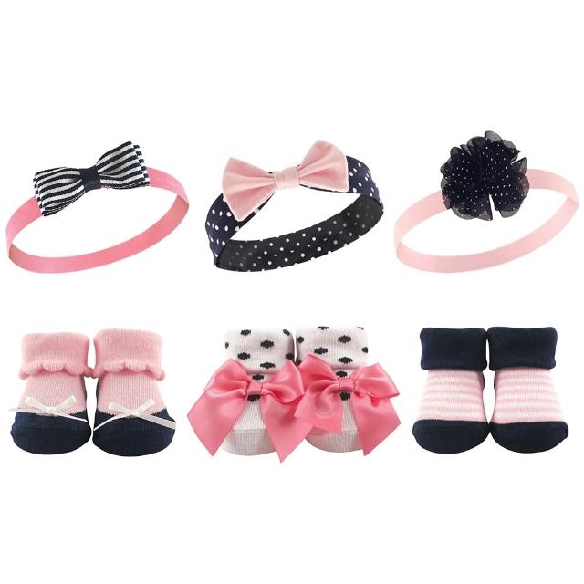 【Hudson Baby】盒損良品福利品!彌月禮盒-女嬰兒髮帶+襪子6件(頭花髮飾寶寶襪新生兒)