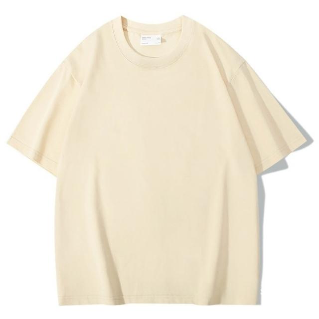 【MoonDy】T恤 260G雙紗重磅短袖 全棉T恤 衣服 短袖上衣 大碼 上衣 純色上衣 落肩 寬鬆 打