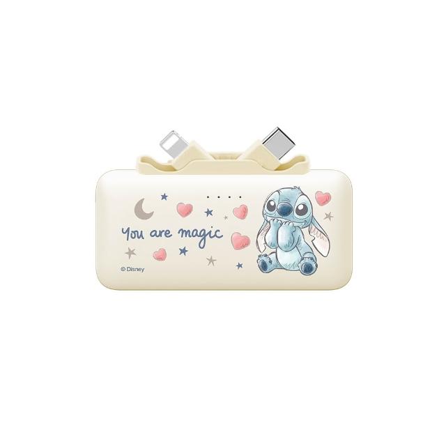 【Disney 迪士尼】雙頭快充口袋行動電源 5000mAh_18.25Wh(PDN-011B/三眼怪/史迪奇/奇奇蒂蒂)