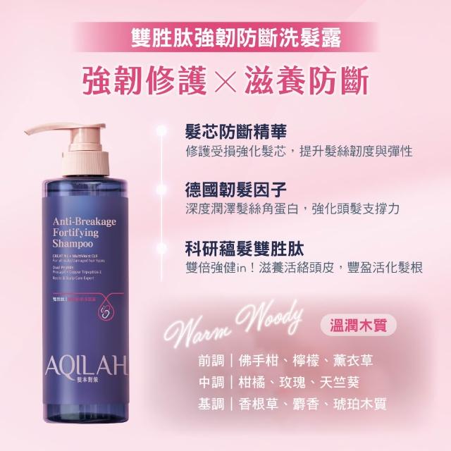 【美吾髮】AQILAH髮本對策 雙胜肽強健芯生洗髮精520ml(強健/豐盈/控油/強韌/防斷/奇蹟小藍瓶)