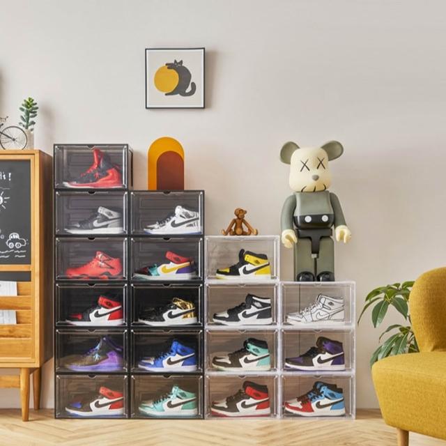 【STYLE 格調】6入-好用大SIZE磁吸透明加厚收納鞋盒(側開/正開 展示盒 化妝品收納 包包收納 浴室備品 鞋盒)