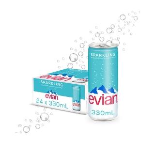 【evian 依雲 原廠總代理直營】氣泡礦泉水330mlx24入/箱(鋁罐)