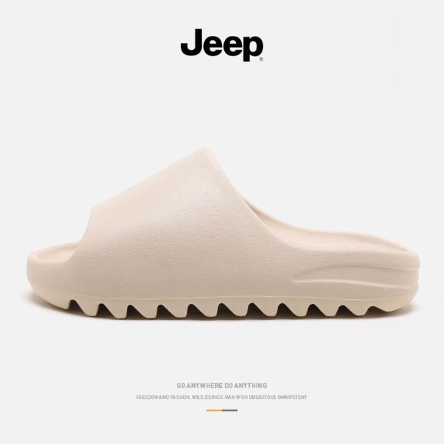 【JEEP 吉普】Jeep吉普 米色 棕色 黑色 潮流時尚 簡約 防滑一字拖鞋 男鞋 女鞋