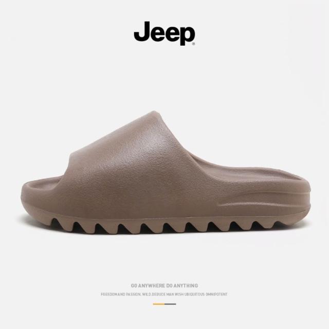 【JEEP 吉普】Jeep吉普 米色 棕色 黑色 潮流時尚 簡約 防滑一字拖鞋 男鞋 女鞋
