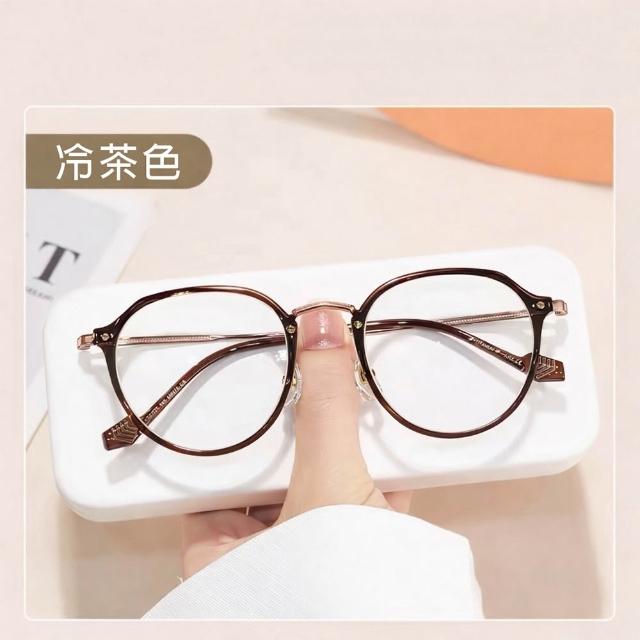 【SUNS】時尚精品老花眼鏡 韓系文青冷茶色 顯年輕 抗紫外線濾藍光 高硬度耐磨鏡片 配戴清晰