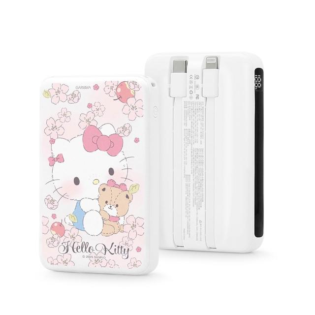 【GARMMA】三麗鷗家族 數顯帶線行動電源 IK-7CDW13 10000mAh 雙孔輸出/帶線行動電源 38.5Wh(自帶線)