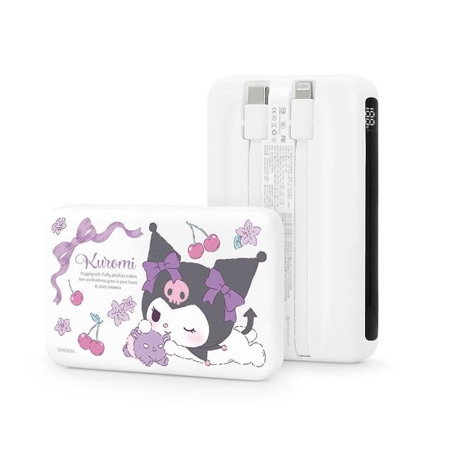 【GARMMA】三麗鷗家族 數顯帶線行動電源 IK-7CDW13 10000mAh 雙孔輸出/帶線行動電源 38.5Wh(自帶線)