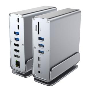 【ANTIAN】Type-C 15合1桌面立式HUB轉接器 RJ45千兆網絡轉接頭 Mac筆電USB集線器