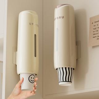 【QLZHS】飲水機自動落杯器 一次性紙杯取杯器 壁掛式防塵收納架 免洗杯架 取杯架 杯子置物架