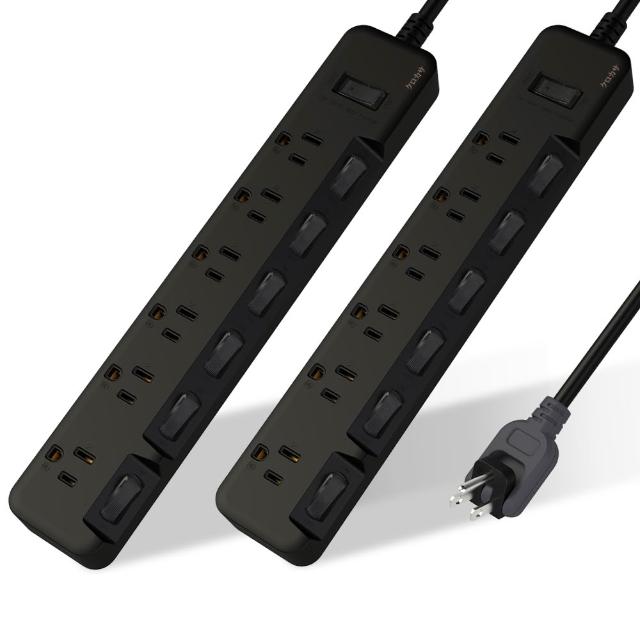 【iPlus+ 保護傘】7切6座3P延長線1.2M-黑傘消光系列(買一送一.顏色任選)