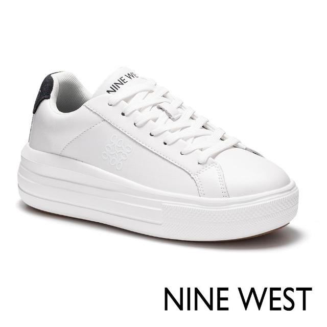 【NINE WEST】真皮超輕量小白鞋 休閒鞋(任選) 牛皮 厚底 增高 窄楦 B楦