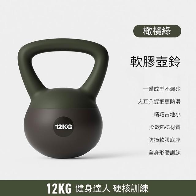 【灰熊厲害】12KG潮時尚工業風軟壺鈴 贈防滑露指手套一雙(軟式壺鈴 深蹲翹臀重訓 健身啞鈴)