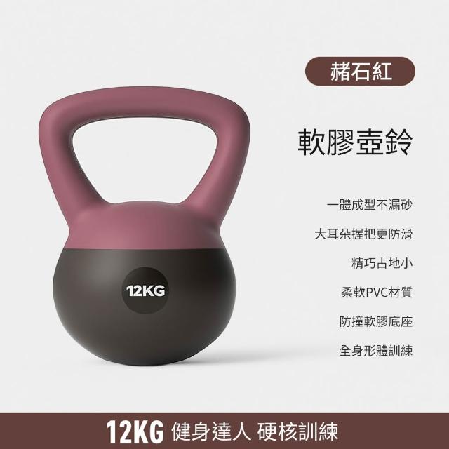 【灰熊厲害】12KG潮時尚工業風軟壺鈴 贈防滑露指手套一雙(軟式壺鈴 深蹲翹臀重訓 健身啞鈴)
