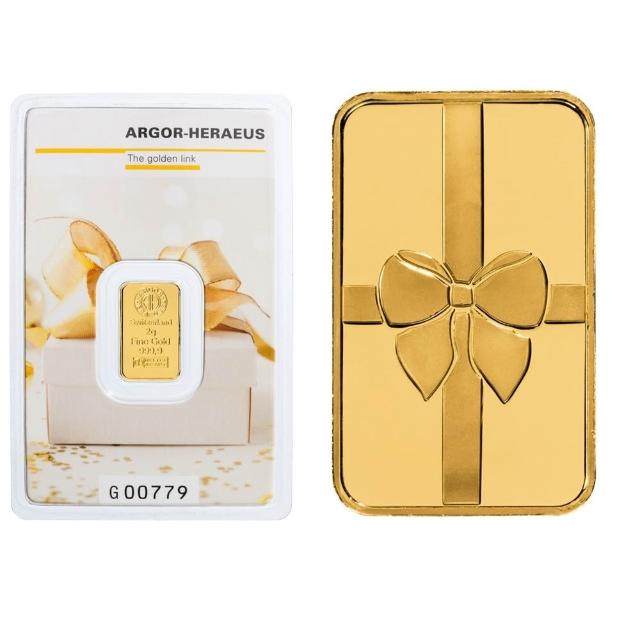 (行闊國際) 2g (0.5333錢)  瑞士 Argor heraeus 亞格賀利氏   黃金條塊 二選一 (LBMA 國際認證)
