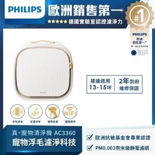 【Philips 飛利浦】毛小奈Lite 寵物空氣清淨機★適用13-15坪(AC3360/80)