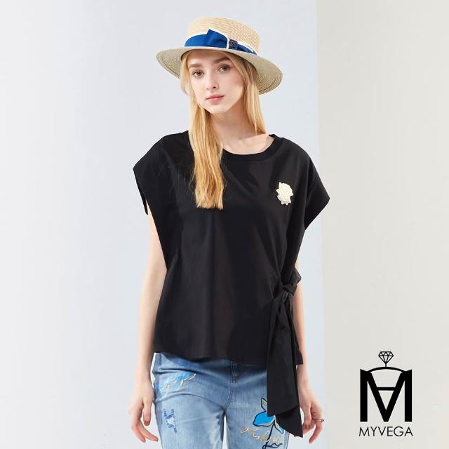 【MYVEGA 麥雪爾】出清品 MA高含棉蝴蝶結綁帶/字母刺繡寬鬆連袖上衣-多款任選(純棉/均碼M-L可穿)