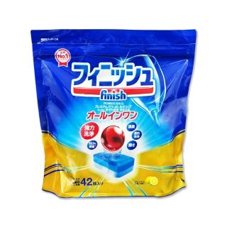 【日本FINISH】洗碗機耗材強洗淨除油污消臭濃縮洗碗錠42入/袋-檸檬香紅球(多效合1軟水垢洗餐具食物咖啡漬)