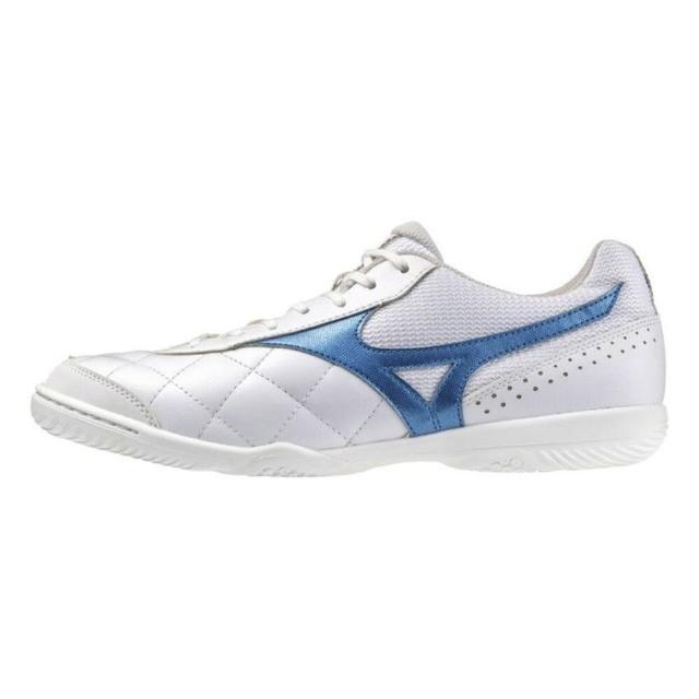 【MIZUNO 美津濃】MRL SALA CLUB IN 男女款 寬楦 室內足球鞋(Q1GA241602 Q1GA241603 白藍 藍白)