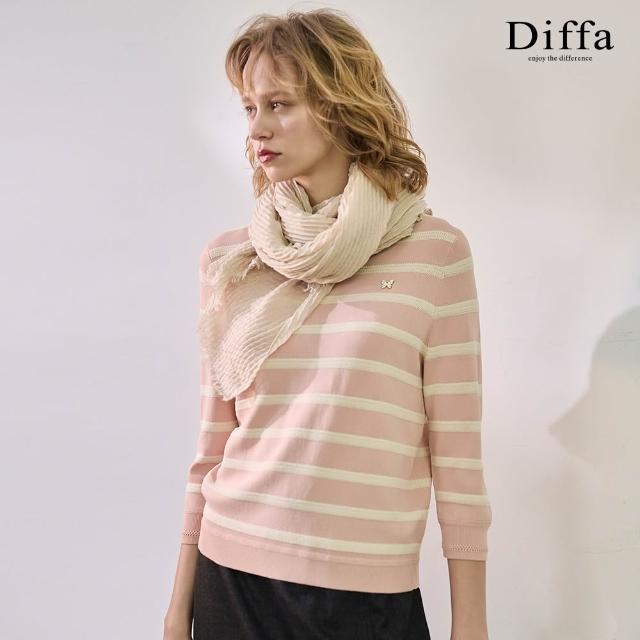 【Diffa】撞色條織紋手縫蝴蝶線衫-女