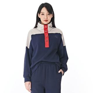 【KeyWear 奇威名品】撞色拼接開襟連帽上衣