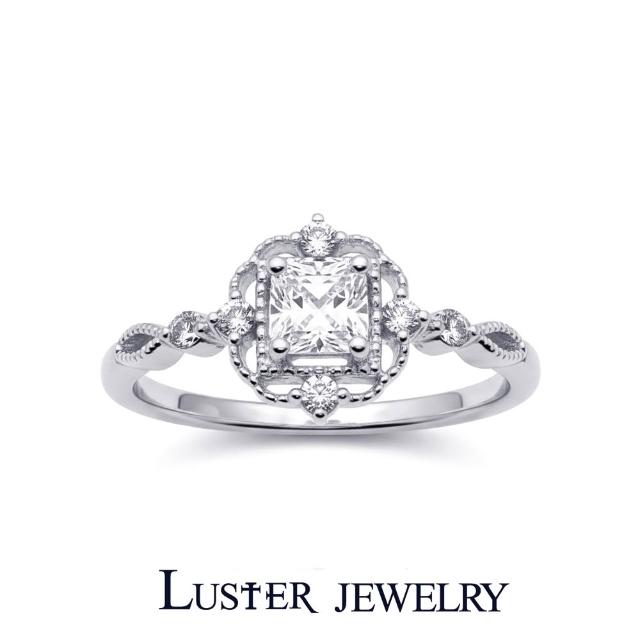 【Luster】38女王!培育鑽石 20分 D/VS 公主方 蕾絲 純銀 鑽石戒指-任選(閃耀培育鑽石專屬寵愛只為妳綻放)