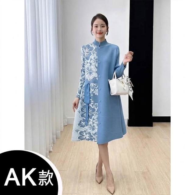 【K.W.】MOMO限定韓國三宅風秋新品首發輕褶衣洋裝(壓褶 中大尺碼 小禮服 小香風)