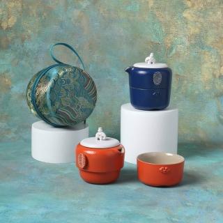 【LohasPottery 陸寶】太平有象旅行茶具組-寶石藍/吉祥橙(故宮精品特別聯名 東方藝術 文創好禮)