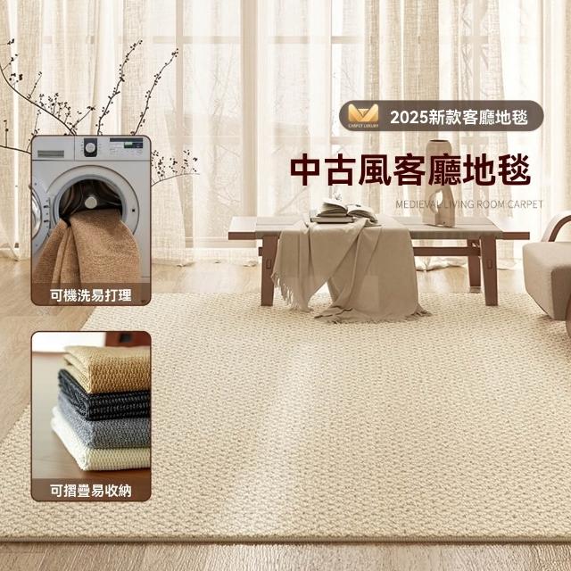 【巨匠】仿劍麻地毯 200*250CM 可機洗可折疊 中古風防水免洗可擦地墊 中古風客廳地毯(地毯)