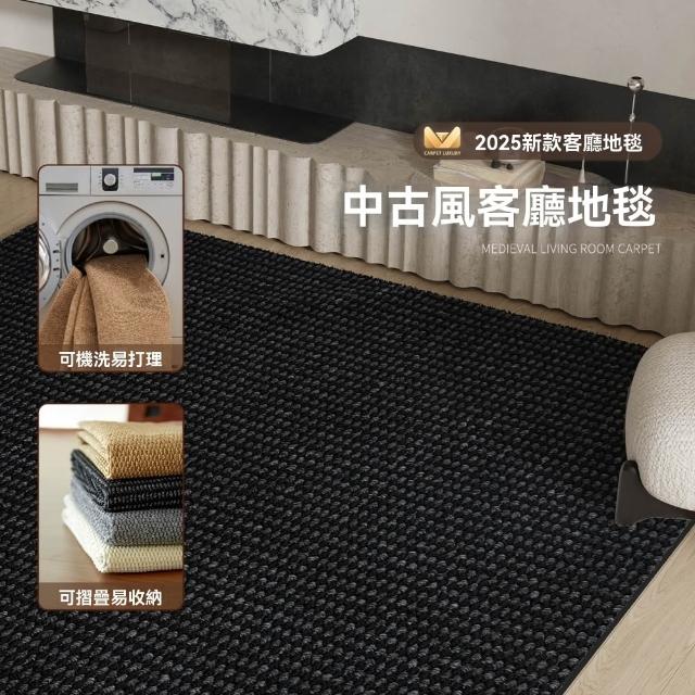 【巨匠】仿劍麻地毯 200*250CM 可機洗可折疊 中古風防水免洗可擦地墊 中古風客廳地毯(地毯)