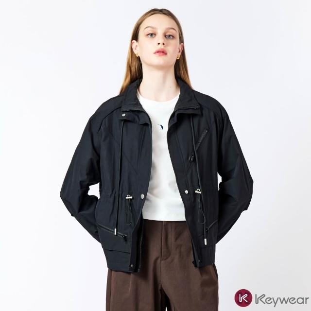 【KeyWear 奇威名品】都會詩篇-都會機能抽繩立領風衣外套長袖外套(共3色)