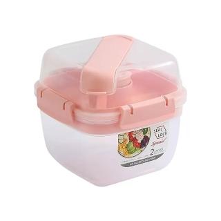 INS雙層水果沙拉碗 1400ml+200ml(沙拉碗/ 保鮮盒/ 防水保鮮盒/ 微波保鮮盒/ 沙拉碗/ 雙層分隔碗)