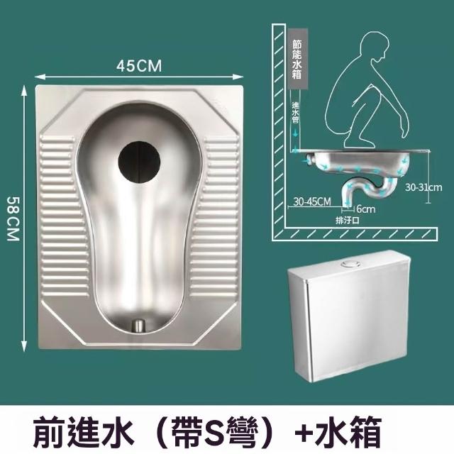 【窩居】不銹鋼蹲便器 防臭 帶存水彎+水箱 45x58cm(蹲坑式廁所 蹲廁 便盆 大小便器 蹲盆)